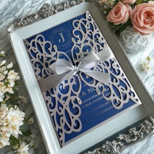 Convite de 15 Anos Azul Royal Renda Clássica